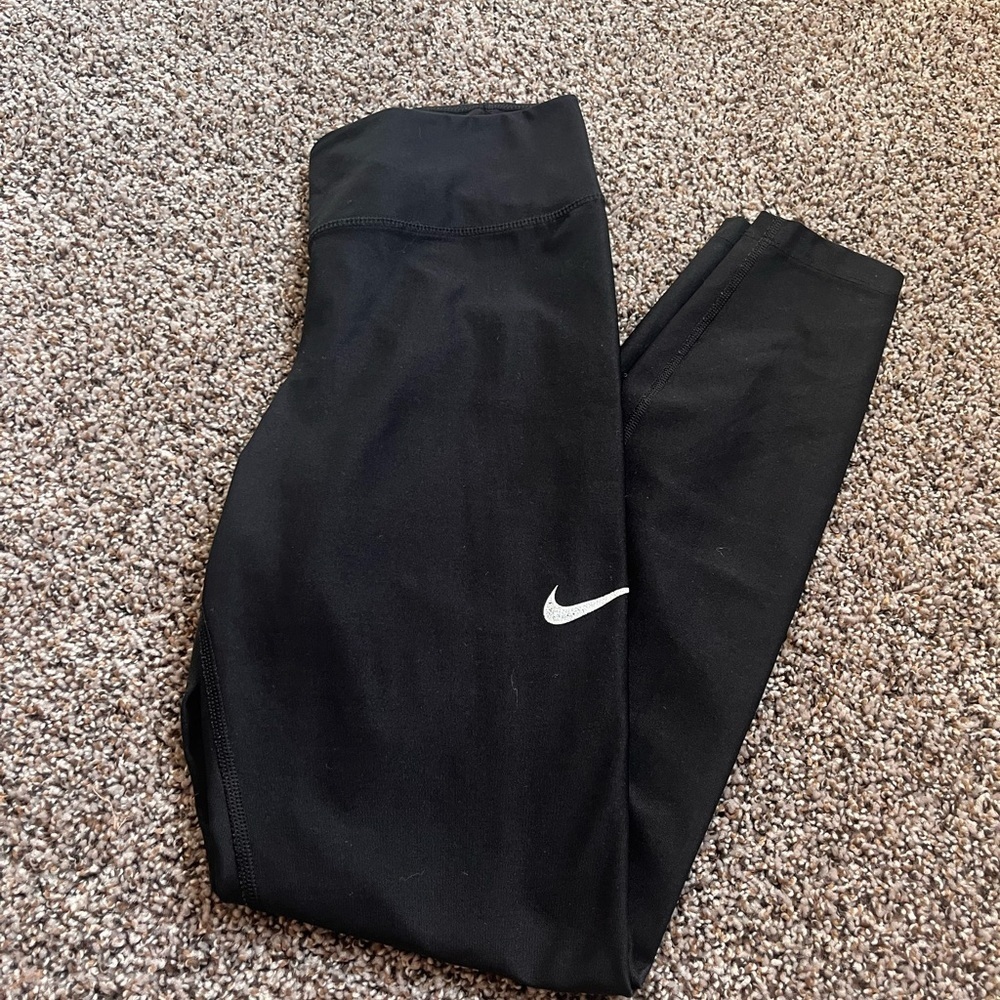 Nike Dri-fit Black Leggings with White Logo